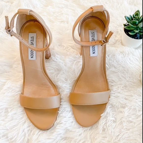 Steve Madden Nude Jeweled Ankle Strap Heels - Picture 3 of 9